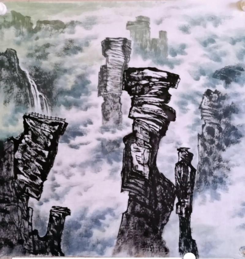 68*68彩墨山水 廳堂畫 《情系張家界》 畫語: 霽天